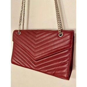 Maroon Quilted Purse with Chain Strap